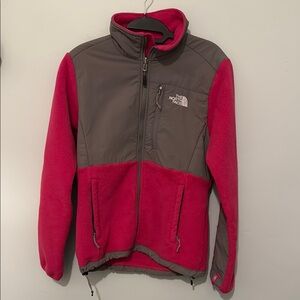 The North Face Women’s Pink and Gray Fleece Zip Up Jacket